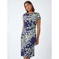 Roman Floral Print Shift Stretch Dress 20 female