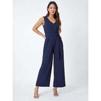 Roman Pleat Detail Wide Leg Stretch Jumpsuit 10 female