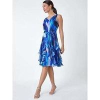 Roman Abstract Print Frill Detail Dress 12 female