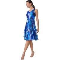 Roman Abstract Print Frill Detail Dress 14 female