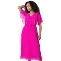 Petite Embellished Midi Cape Dress For Women UK - Ladies Roman Originals