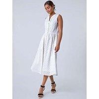 Roman Floral Cotton Broderie Midi Dress 16 female