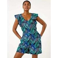 Roman Tropical Leaf Print Playsuit 10 female