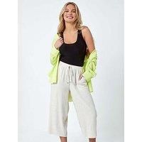 Linen Mix Wide Cropped Trousers for Women UK - Ladies Roman Petite
