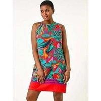 Roman Tropical Border Tie Detail Shift Dress 10 female