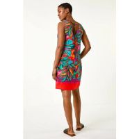 Roman Tropical Border Tie Detail Shift Dress 12 female