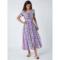 Roman Abstract Print Button Maxi Dress 10 female
