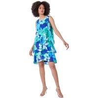 Roman Originals Chiffon Dress for Women UK - Ladies Swing Layered Frilled Tiered Mini Short Length 20s Special Occasion Event Cocktail Party Evening Going Out - Blue - Size 10
