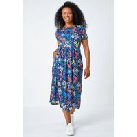 Roman Petite Floral Print Midi Stretch Dress 16 female