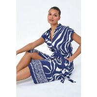 Roman Animal Border Print Pocket Midi Dress 16 female