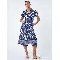 Roman Animal Border Print Pocket Midi Dress 18 female