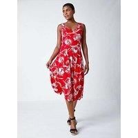 Roman Textured Floral Print Midi Stretch Dress 10 female
