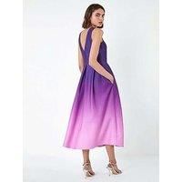 Roman Ombre Pleated Luxe Stretch Midi Dress 16 female