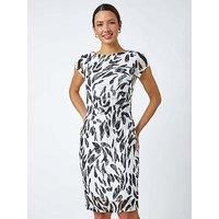 Roman Leaf Print Stretch Bodycon Lace Dress 20 female