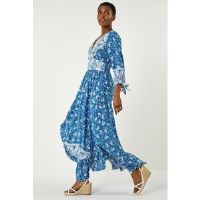 Roman Paisley Print Frill Hem Maxi Dress 10 female