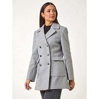 Roman Double Breasted Longline Coat in Charcoal Grey 20 female