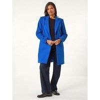 Roman Originals Tailored Single Breasted Coat for Women UK - Ladies Everyday Autumn Winter Comfy Soft Evening Vacation Work Party Night Out - Royal Blue - Size 20