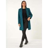 Roman Women's Tailored Single Breasted Coat in Teal | Size: 16
