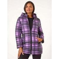 Roman Check Print Quilted Puffer Coat 10 female