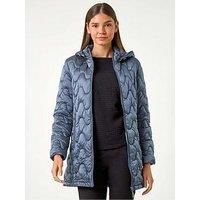 Roman Wave Quilted Puffer Hooded Coat 10 female