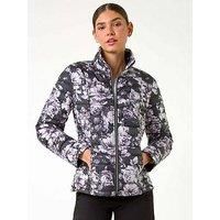 Floral Print Lightweight Quilted Coat
