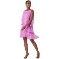 Roman Originals Chiffon Dress for Women UK - Ladies Swing Layered Frilled Tiered Mini Short Length 20s Special Occasion Event Cocktail Party Evening Going Out - Lilac - Size 10