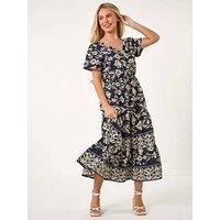 Roman Petite Aztec Print Stretch Midi Dress 10 female