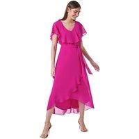 Roman Fuchsia Chiffon Midi Wrap Dress - Size 10 10 female