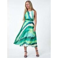 Roman Petite Green Sleeveless Abstract Print Midi Dress - Size 16 16 female