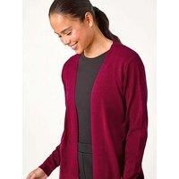 Roman Petite Plain Stretch Cardigan for Women UK - Ladies Autumn Everyday Winter Holiday Edge to Edge Comfy Long Sleeve Soft Thin Knit Jumper Desk to Dinner Sweaters - Petite Magenta - Size 10