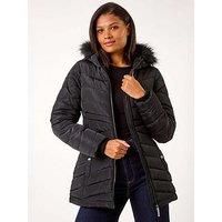 Roman Faux Fur Hooded Quilt Coat 12 female