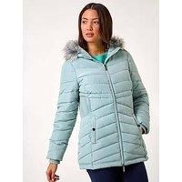 Faux Fur Hooded Quilt Coat