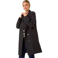 Roman Tailored Funnel Neck Pocket Detail Coat in Black 14 female