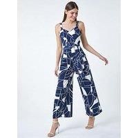 Roman Abstract Print Pocket Jumpsuit in Navy - Size 14 14 female