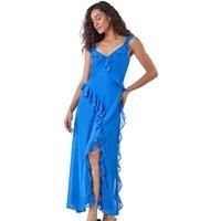 Dusk Fashion Dusk Frill Maxi Dress in Royal Blue - Size 12 12 female