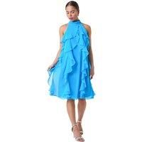 Roman Petite Halter Neck Ruffle Shift Dress 14 female