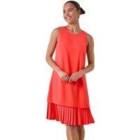 Roman Petite Coral Sleeveless Pleated Hem Shift Dress - Size 8 8 female
