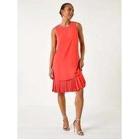 Roman Petite Coral Sleeveless Pleated Hem Shift Dress - Size 10 10 female