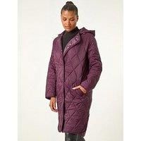 Roman Iridescent Diamond Quilted Hooded Coat 14 female