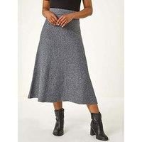 Roman Women's Petite Stretch Knitted Midi Skirt in Grey | Size: 8
