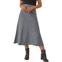 Roman Women's Petite Stretch Knitted Midi Skirt in Grey | Size: 18