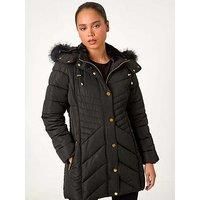 Roman Petite Hooded Longline Quilted Coat 12 female