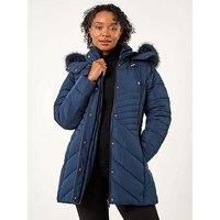 Roman Petite Hooded Longline Quilted Coat 16 female