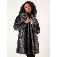 Roman Petite Animal Faux Fur Collar Coat 14 female