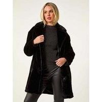 Roman Petite Longline Pocket Faux Fur Coat 16 female
