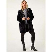 Roman Petite Faux Sheepskin Reversible Hooded Coat 10 female