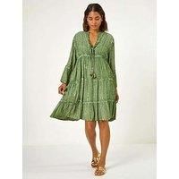 Roman Shimmer Tie Detail Smock Dress 12 female