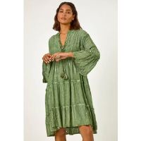 Roman Shimmer Tie Detail Smock Dress 14 female