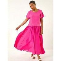 Roman Cotton Top Overlay Midi Dress 10 female