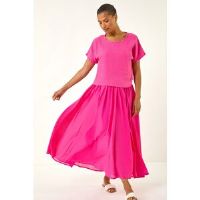 Roman Cotton Top Overlay Midi Dress 16 female